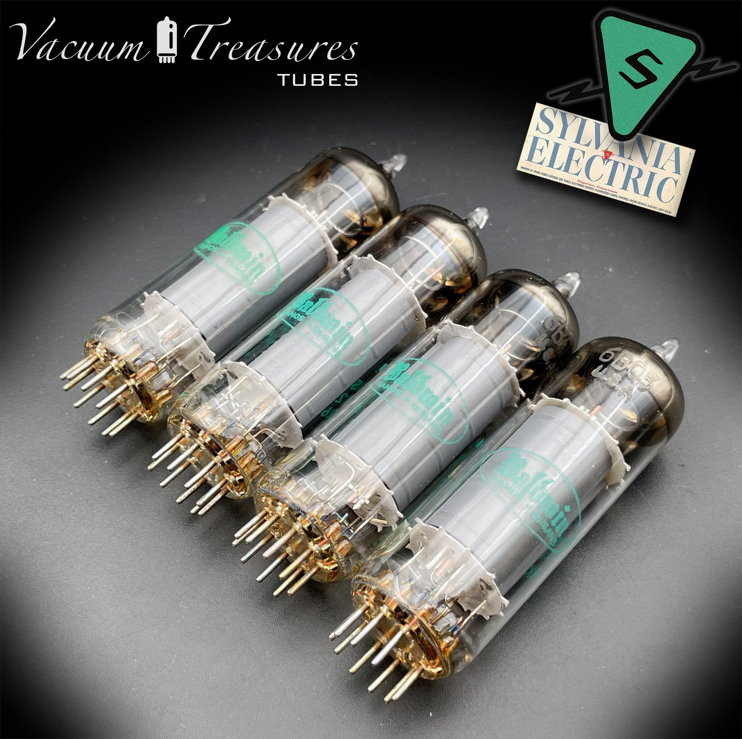 EL84 6BQ5 Baldwin/SYLVANIA Matched Quad Gray Plates Halo Getter Tubes Made in USA '55