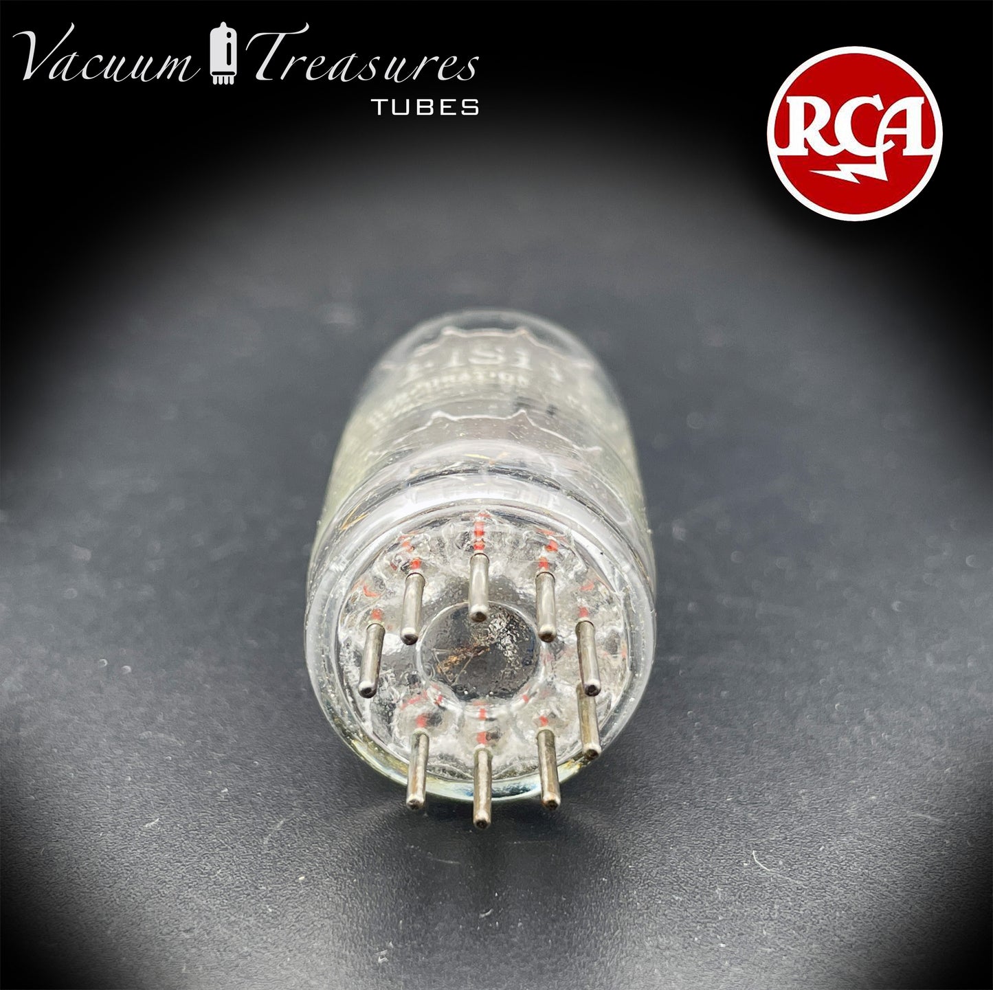 7025 12AX7 RCA Clear Top Long Gray Plates Side D Getter Tested Tube Made in USA '60s
