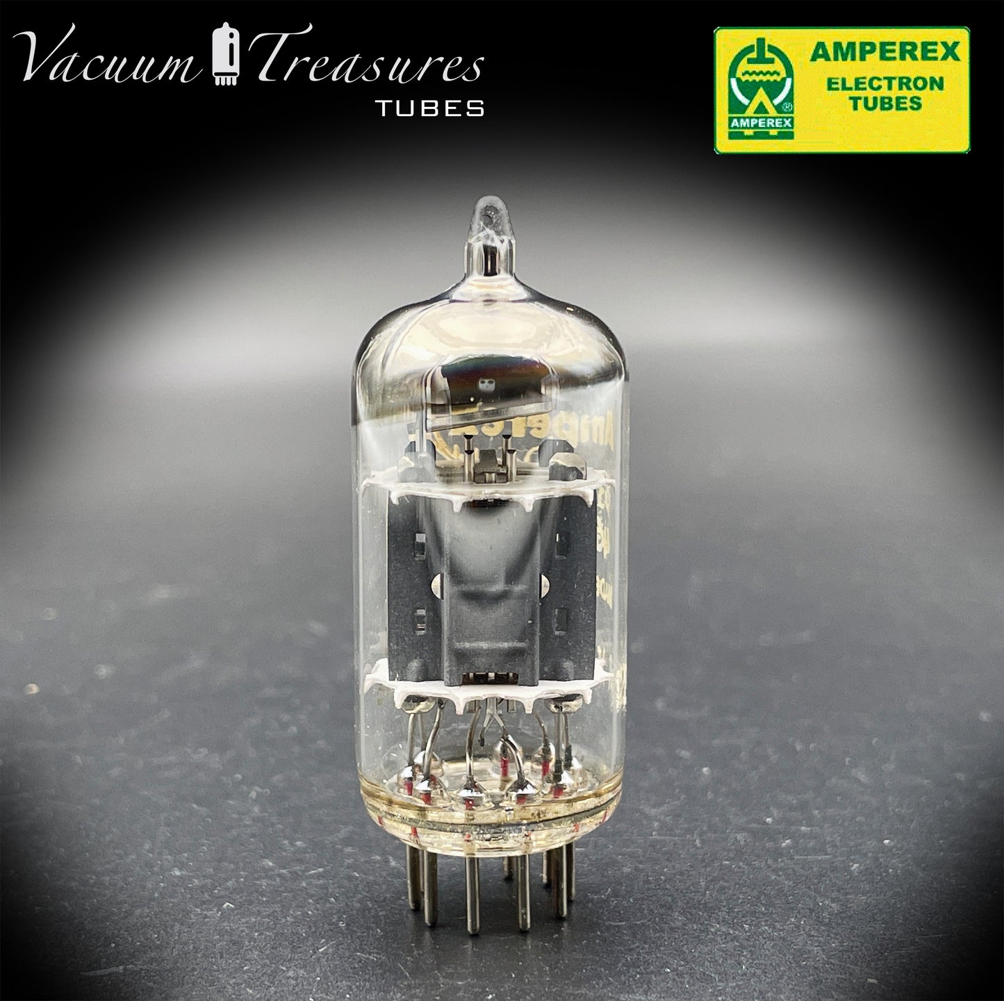 12AX7 / ECC83 NOS NIB AMPEREX Bugle Boy Short Plates Halo Getter Tested Tube MADE IN HOLLAND '60s