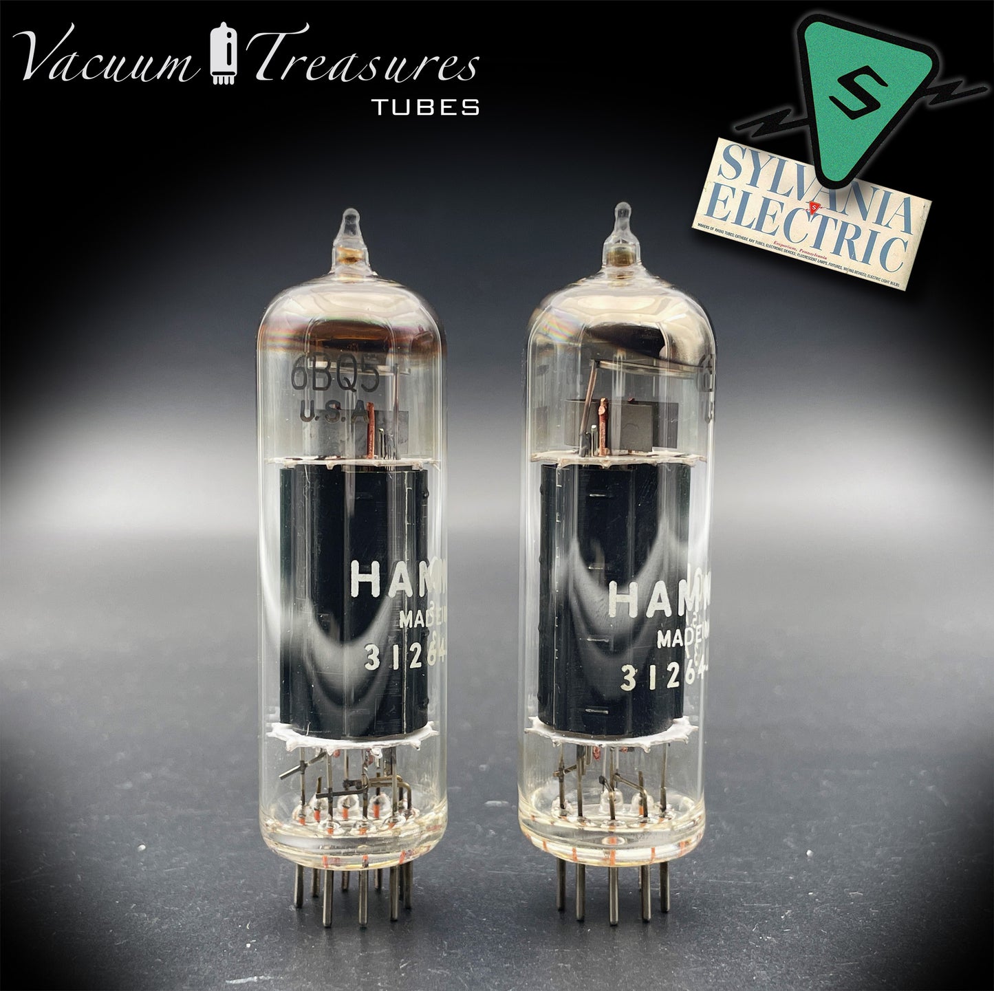 6BQ5 EL84 SYLVANIA for Hammond Matched Pair Black Plates Tubes Made in USA '64
