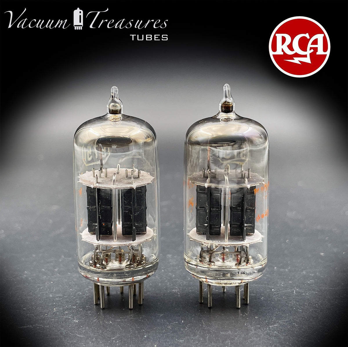 5751 RCA NOS Black Plates Halo Getter Matched Pair Tubes Made in USA