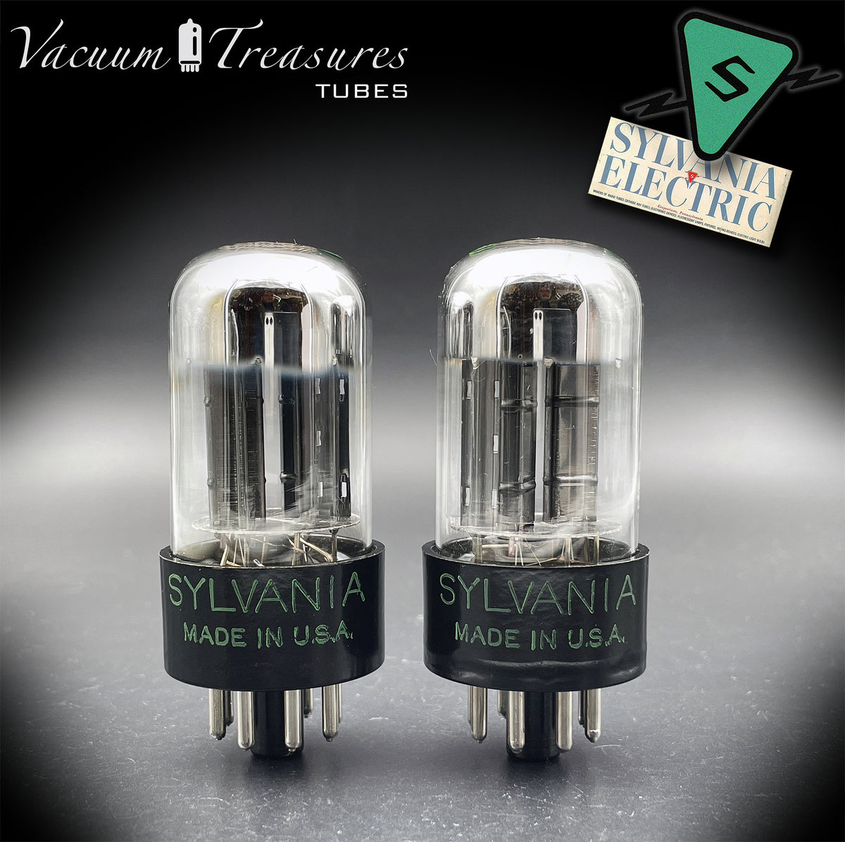 6SN7GTA NOS SYLVANIA Chrome Top Matched Pair - Same Production Code - Low Noise & Microphonics - AMPLITREX Tested