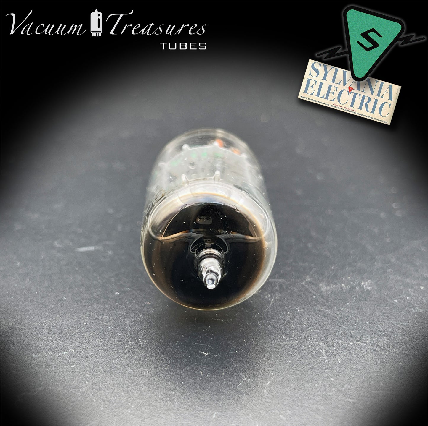 5963 ( 12AU7 ) SYLVANIA Halo Getter Long Plates Tested Tube Made in USA '50s