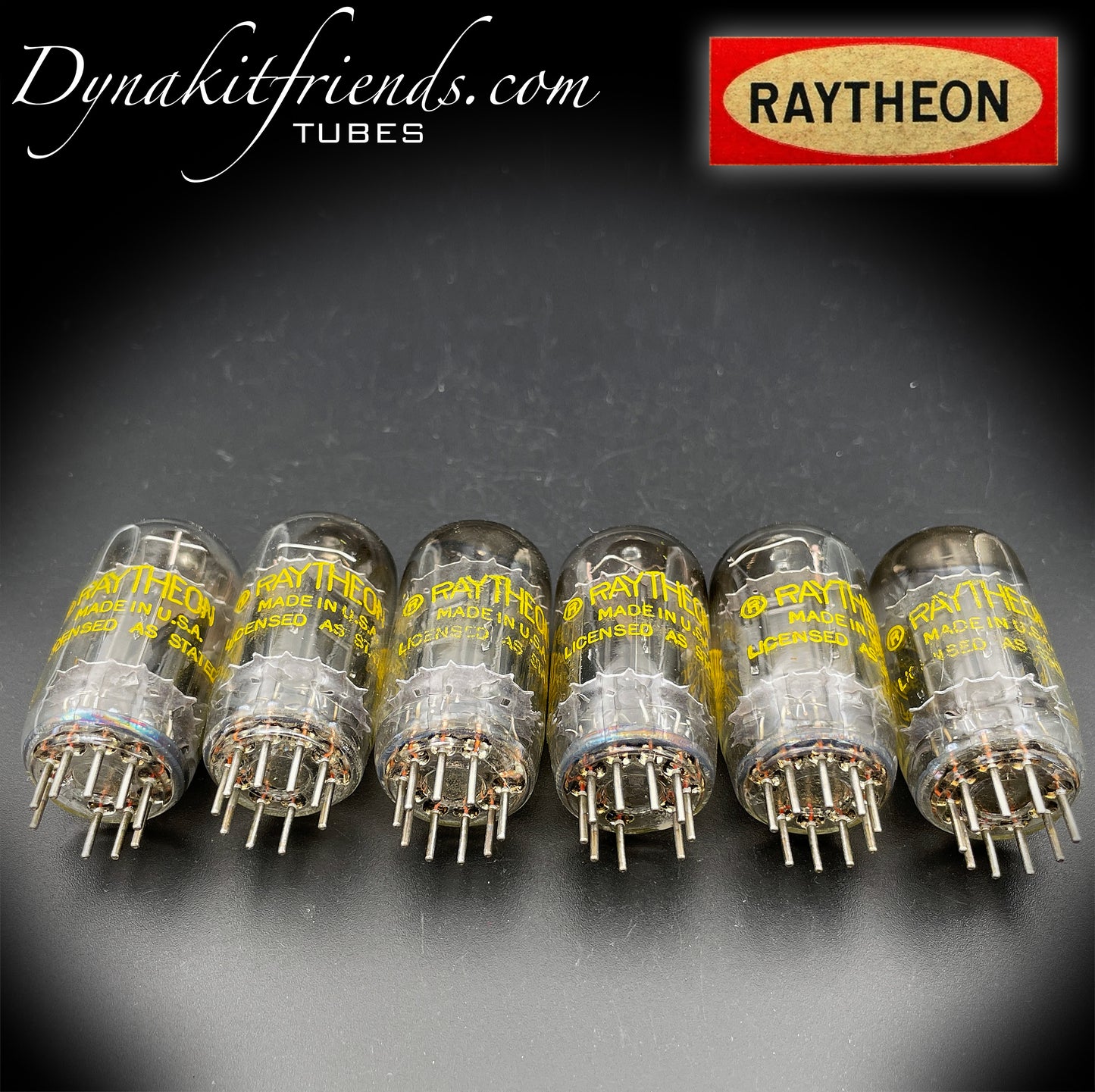 12AU7 ( ECC82 ) RAYTHEON Long Black Plates Square Getter Matched Tubes Made in USA '58