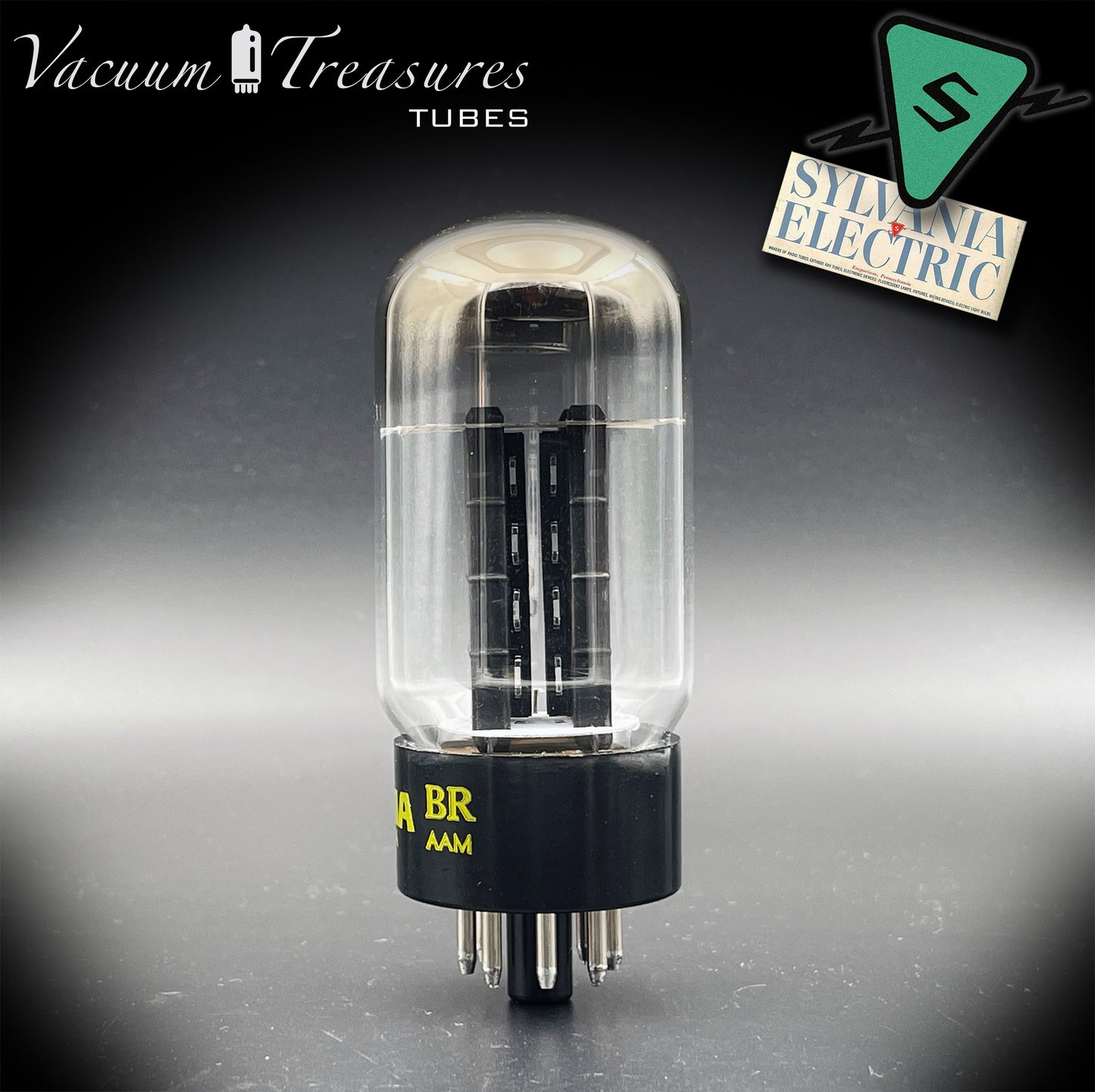 5Y4GA SYLVANIA NOS NIB Black Plates Halo Getter Rectifier Tube Made in USA