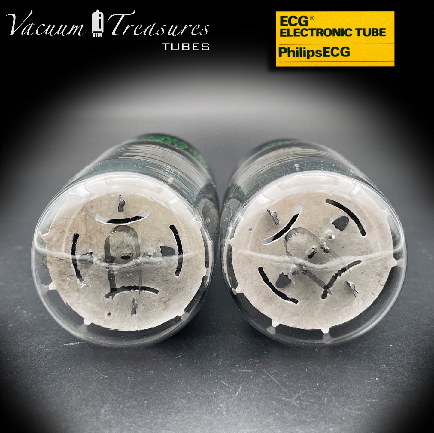 JAN 6L6WGB PHILIPS ECG Matched Pair Gray Plates Side Halo Getter AMPLITREX Tested – Same Date Code – NOS NIB