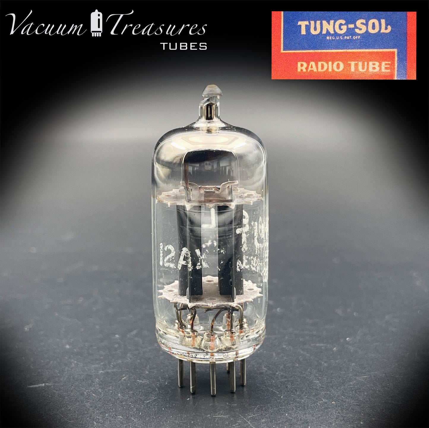 12AX7 / ECC83 NOS Tung-Sol Long Gray Plates Halo Getter Tested Tube Low Noise & Mic '60s