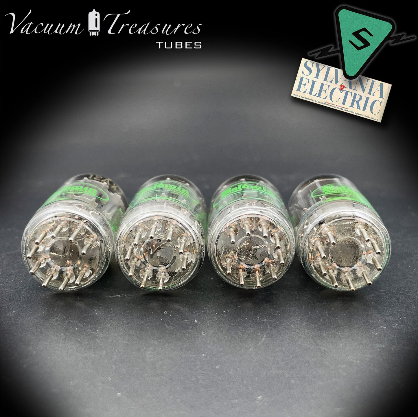 12AX7 / ECC83 NOS Baldwin by SYLVANIA Matched Quad Long Gray Plates Halo Getter USA '61