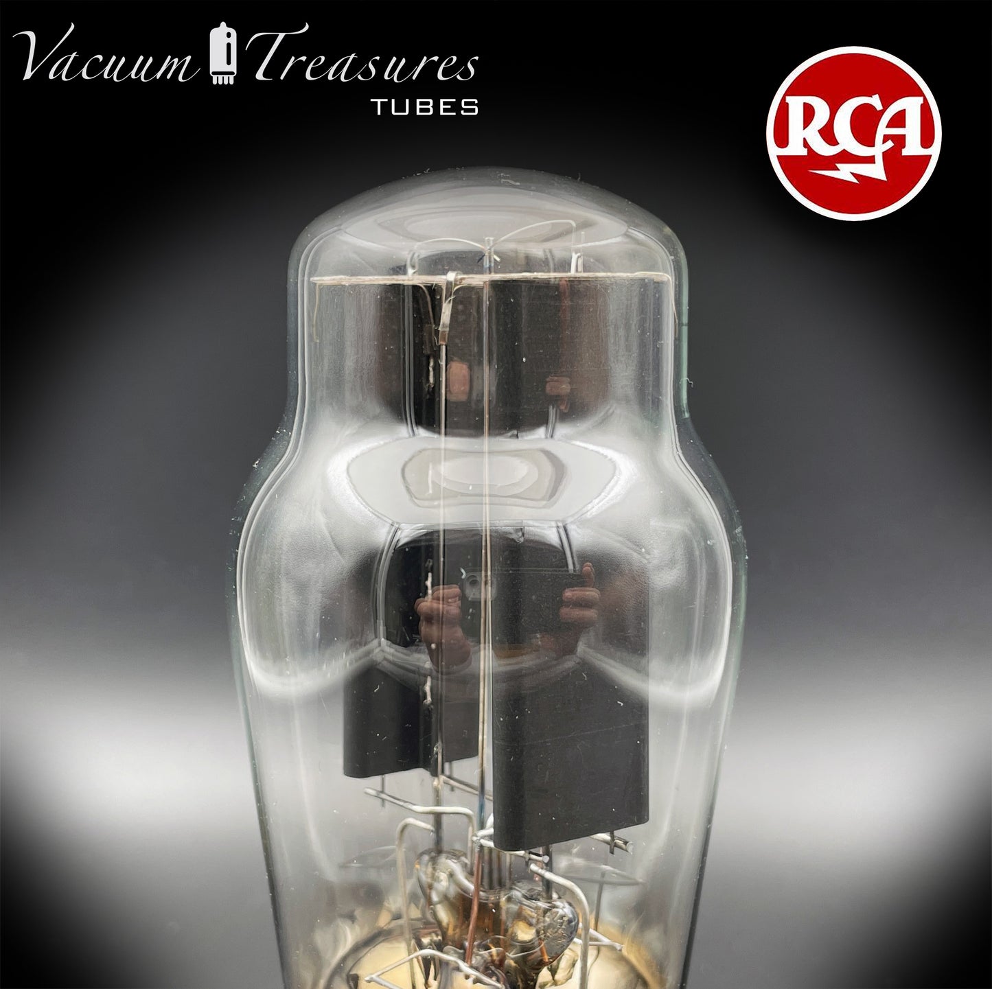 5R4GY INTERNATIONAL (RCA) – Black Plates Brown Base – Hanging Filaments – NOS NIB – Made in USA '50s