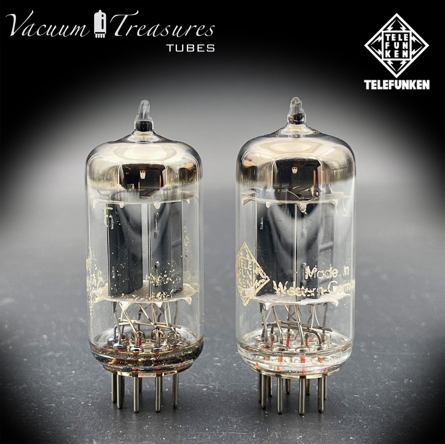 12AX7 / ECC83 TELEFUNKEN Tested Pair Tubes – Ribbed Plates Diamond Bottom Made in Germany
