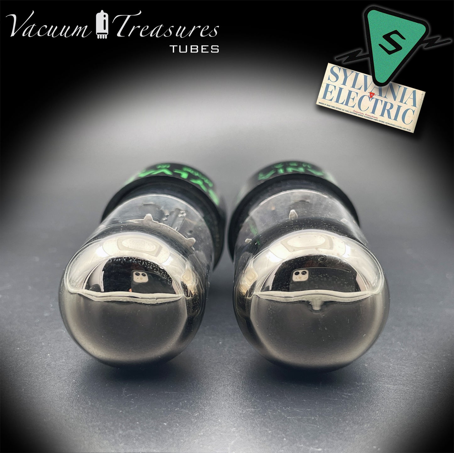 6SL7GT SYLVANIA 3-Hole Black Plates Tall Boys AMPLITREX Tested Pair Made in USA '50s