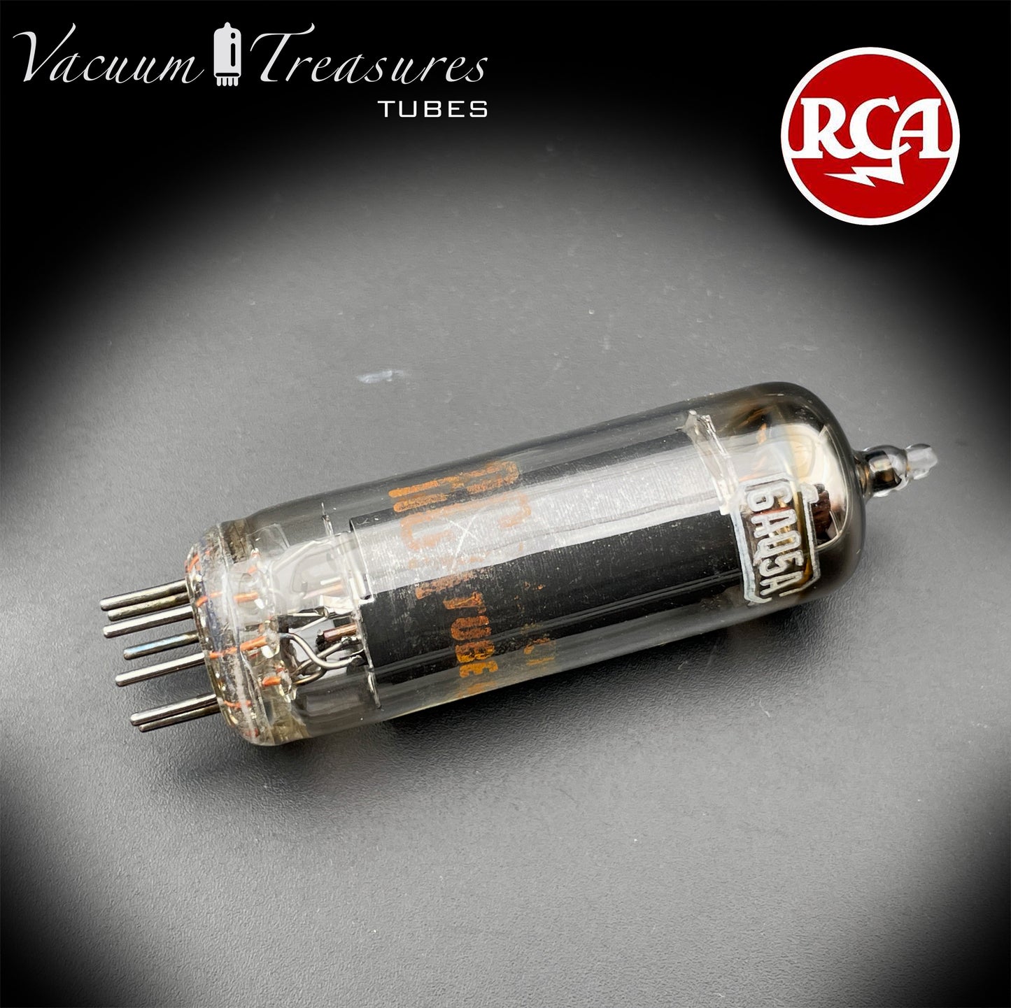 6AQ5 A ( EL90 ) RCA NOS Black Plate Halo Getter Made in USA ’59