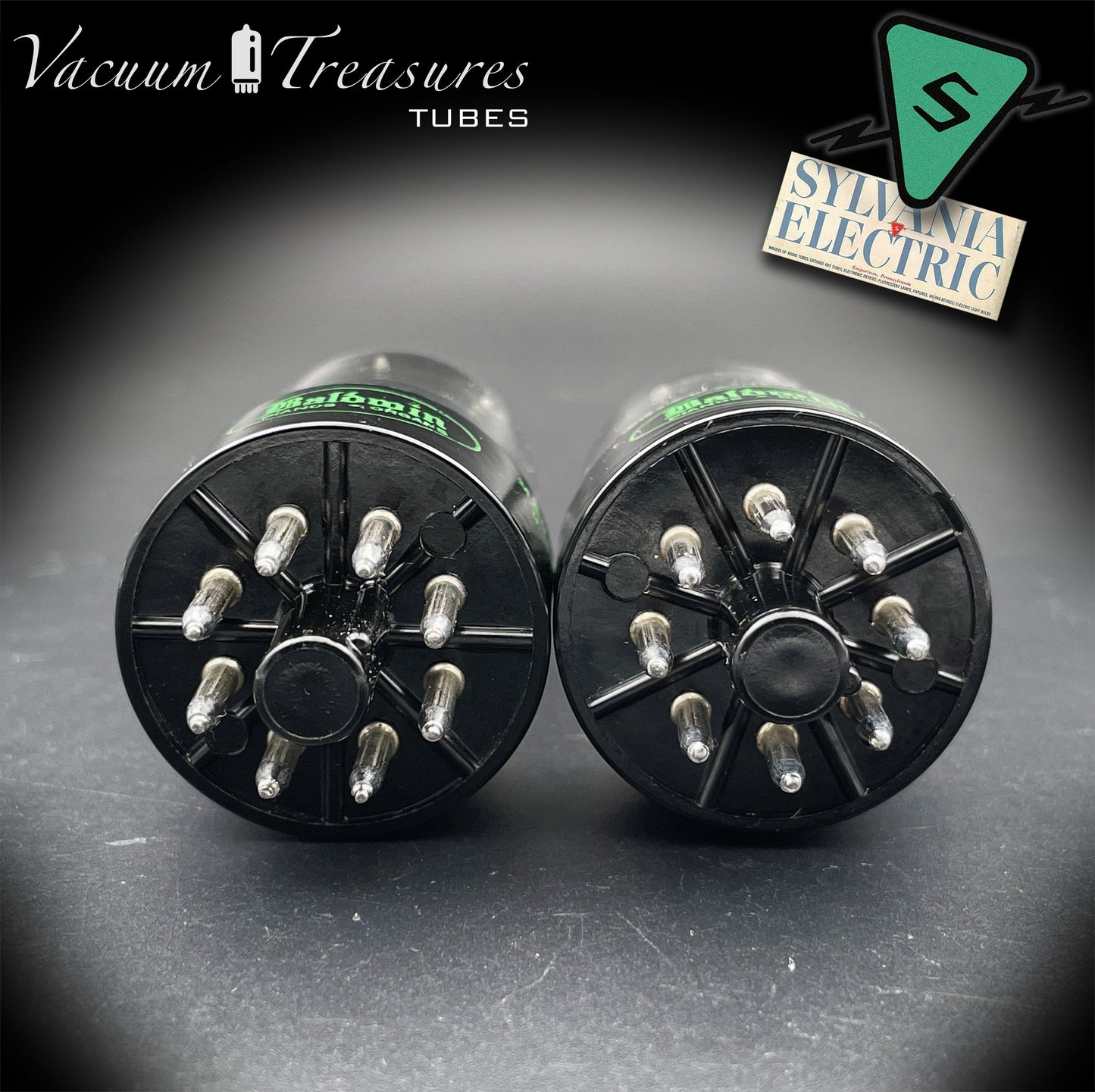 6SN7GTB Baldwin by SYLVANIA Matched Pair Black Plates Tubes Same Codes Made in USA '61