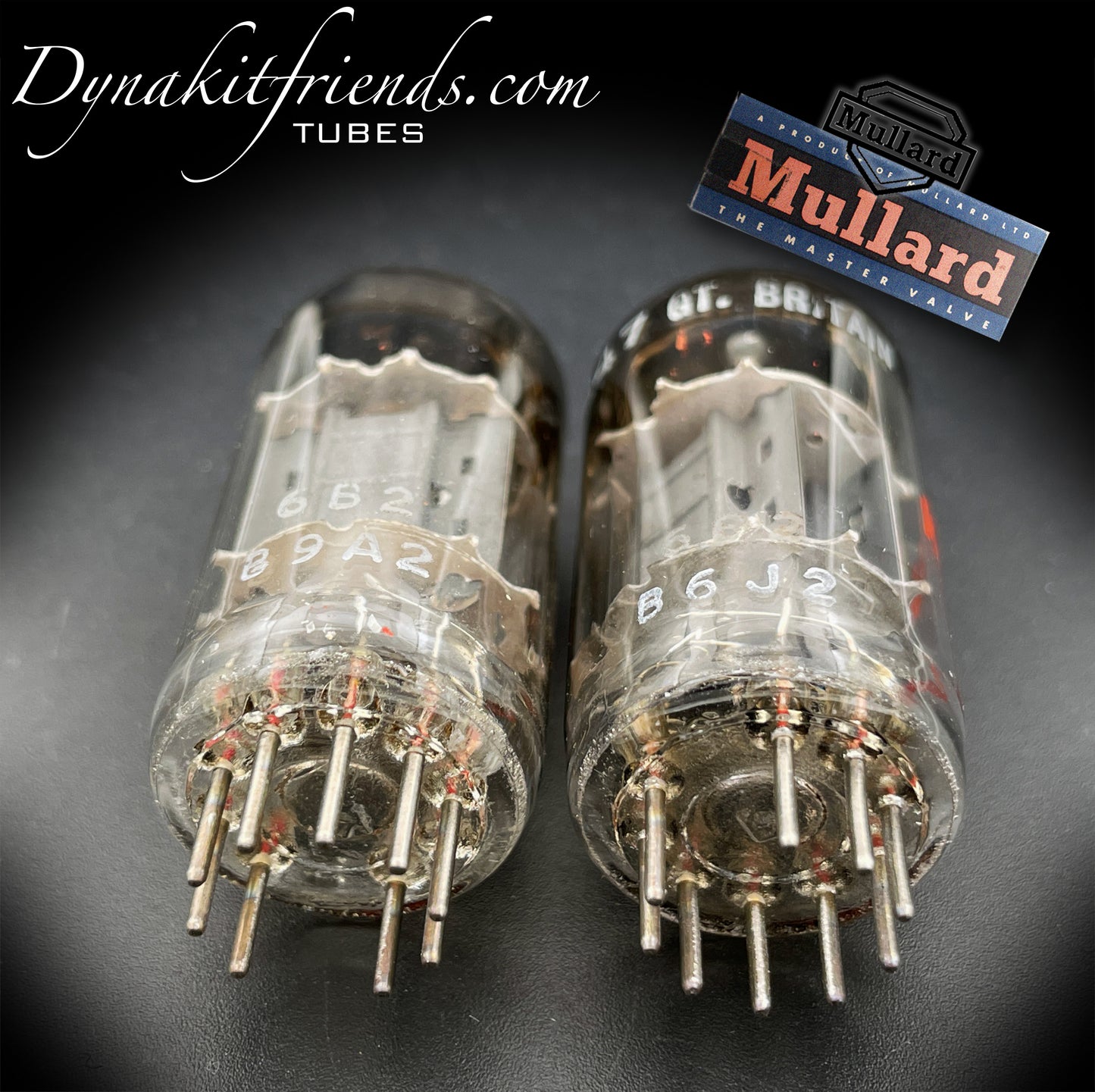 7247 ( 12DW7 ) MULLARD Blackburn O Getter Matched Tubes MADE IN GT. BRITAIN