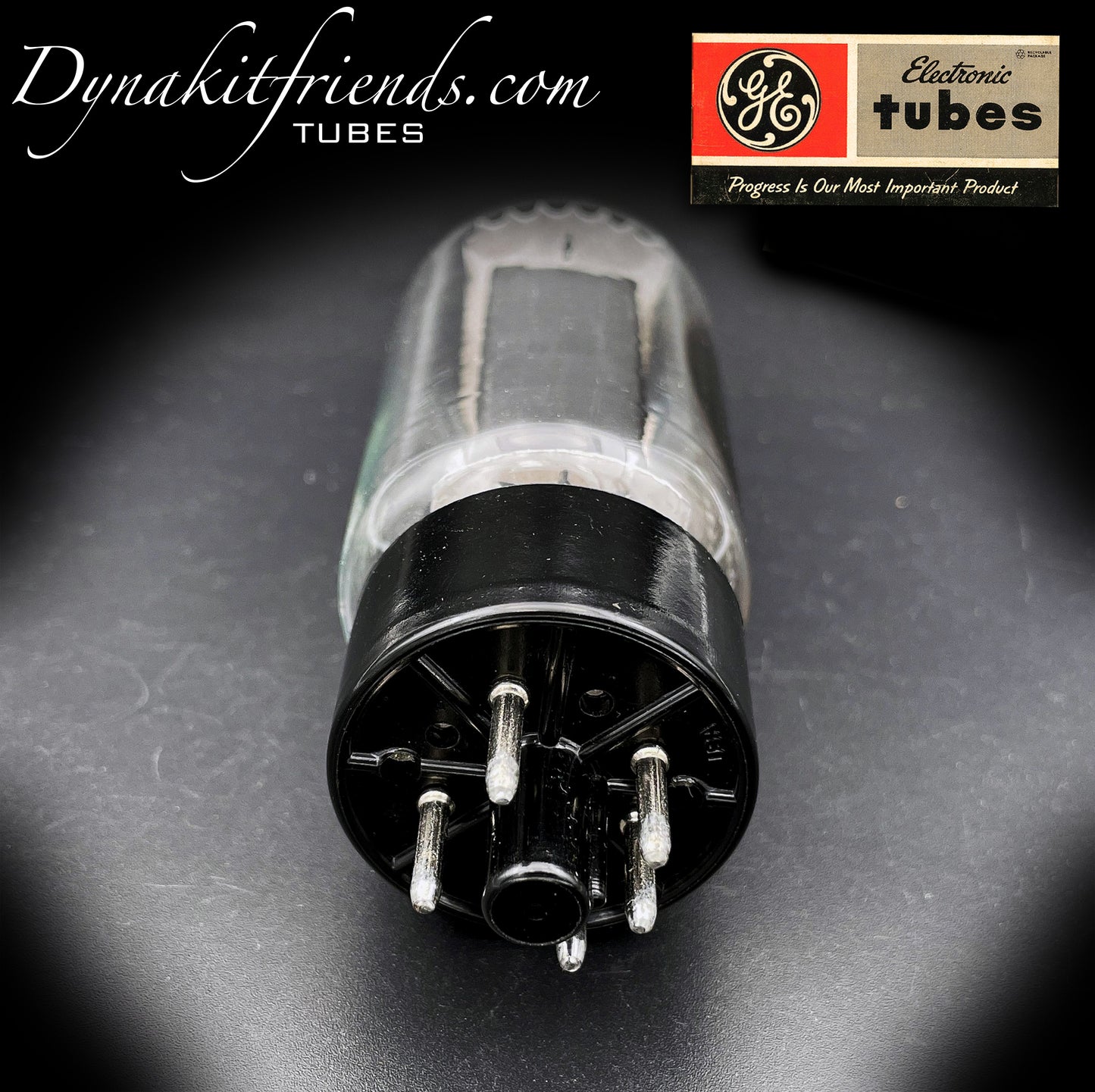 5R4GYB ( 5R4GY ) NOS GE Placas negras Rectificador de tubo probado con halo lateral Getter fabricado en EE. UU.
