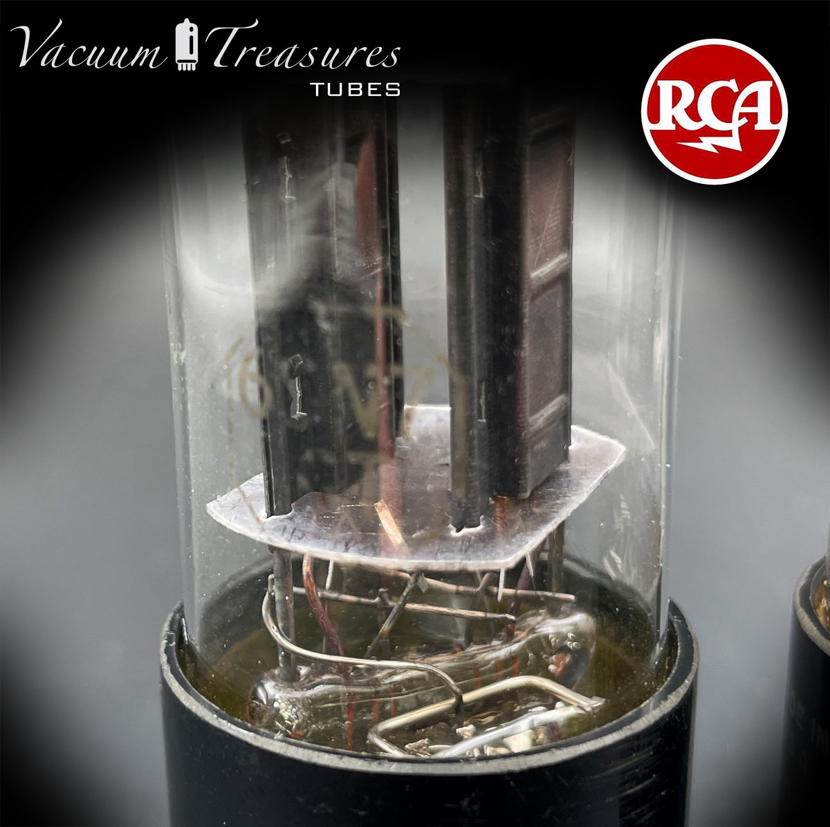 6SN7GT RCA Radiotron Matched Pair Silver Logo Black Plates D Getter AMPLITREX Tested Low Noise & Mic Tubes