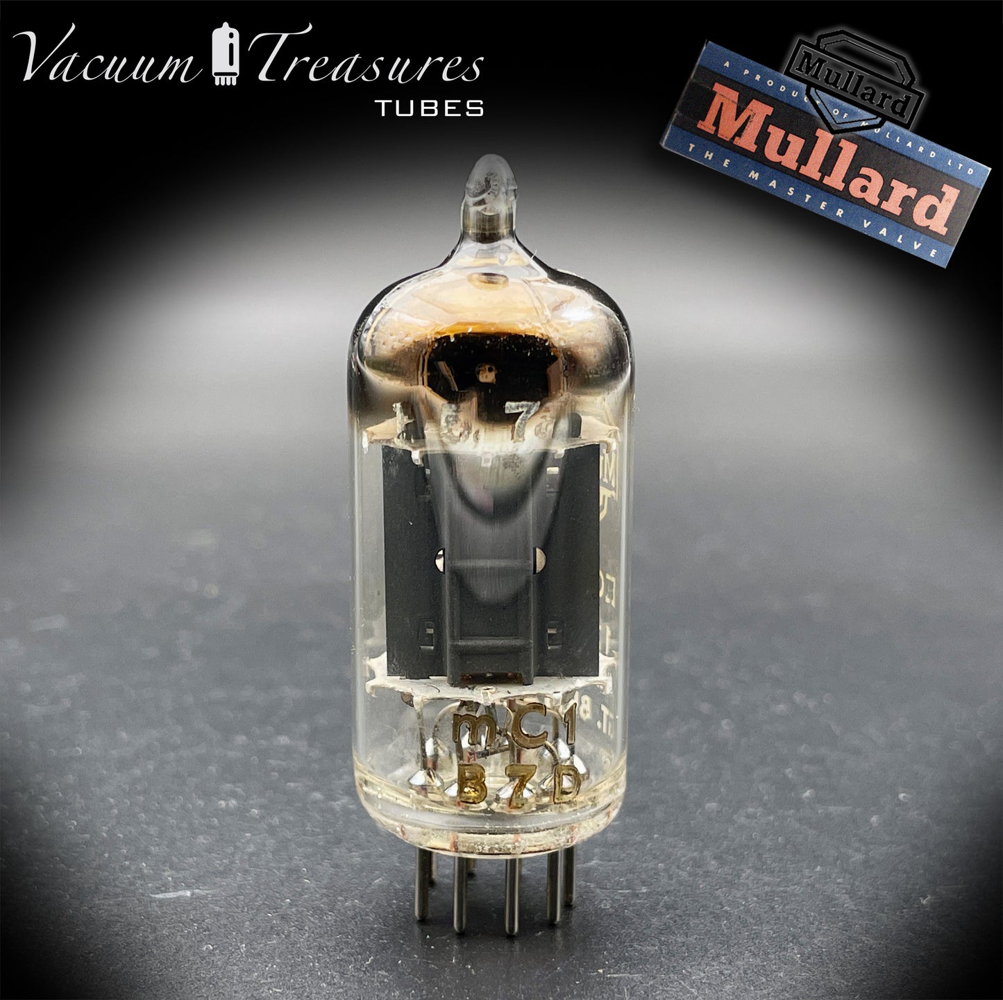 12AX7 / ECC83 Mullard Blackburn MC1 Long Gray Plates Goalpost Getter Made in GT. Britain 1957 Tested Tube