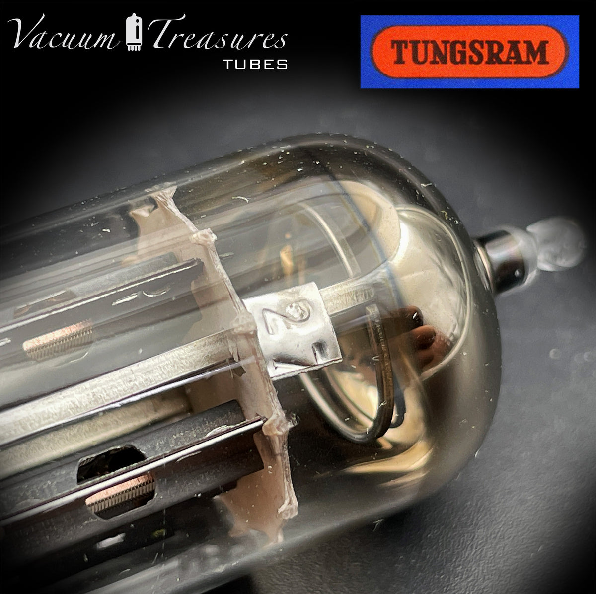 12AX7 / ECC83 TUNGSRAM Short Gray Plate Dual Post Halo Getter Tube Made in Hungary