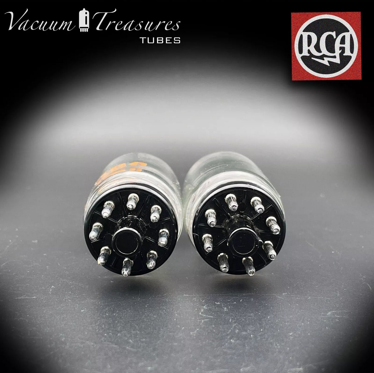 6SN7 GTB RCA NOS NIB Coin Base Black Plates AMPLITREX Matched Pair Tubes Made in USA