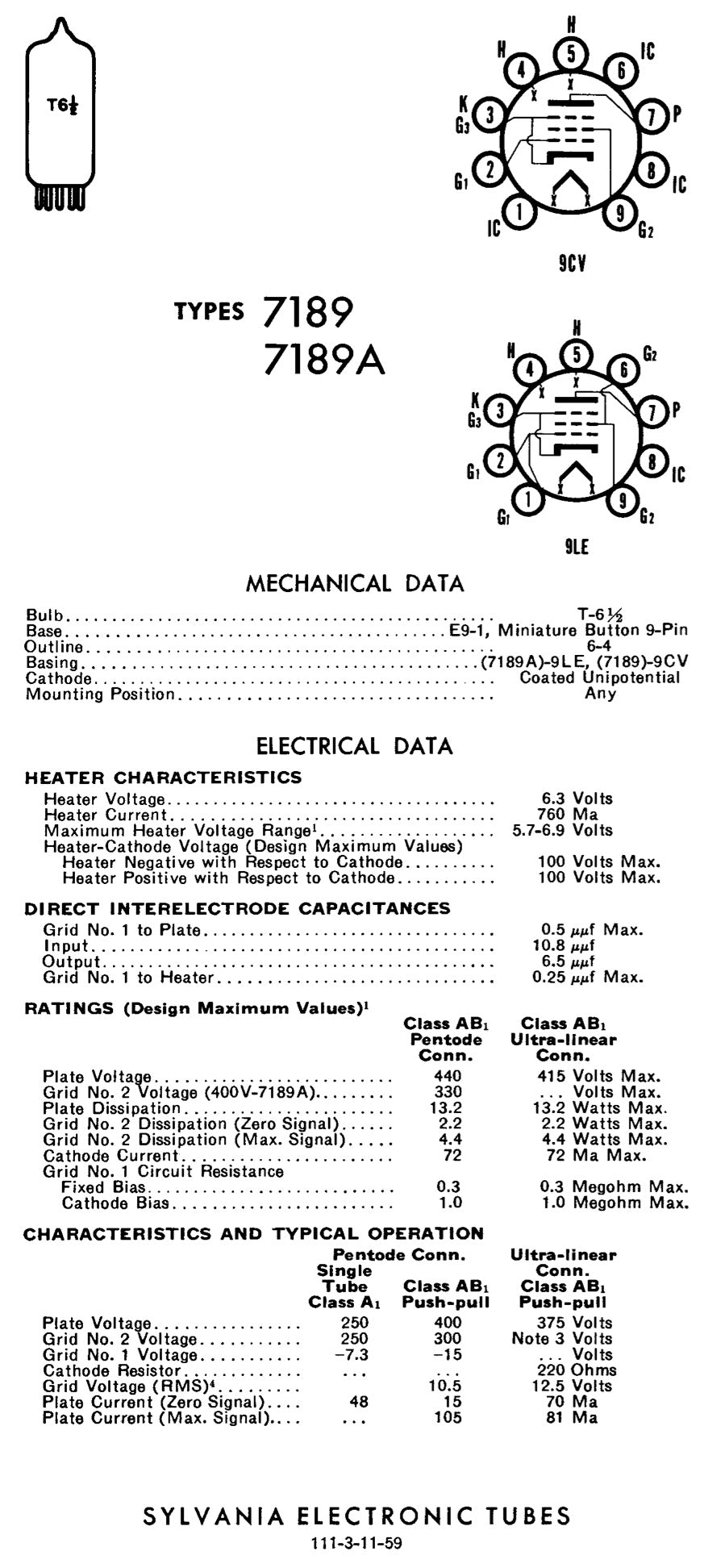 7189 SHERWOOD by Philips – Heerlen 1963 – Gray Plates – rx4 – Matched Pair – Tested 100%