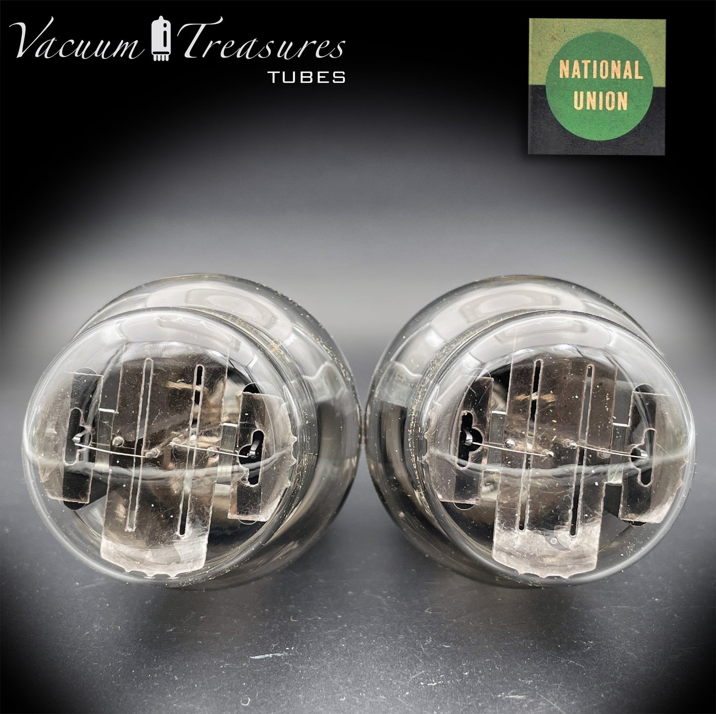 5Z3 VT-145 NATIONAL UNION NOS NIB Matched Pair Hanging Filaments Black Plates Foil Getter USA