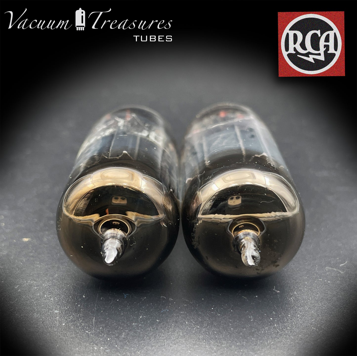 6CG7 ( 6FQ7 ) RCA NOS Triple Black Plates Horse Shoe Getter Matched Pair Tubes Made in USA