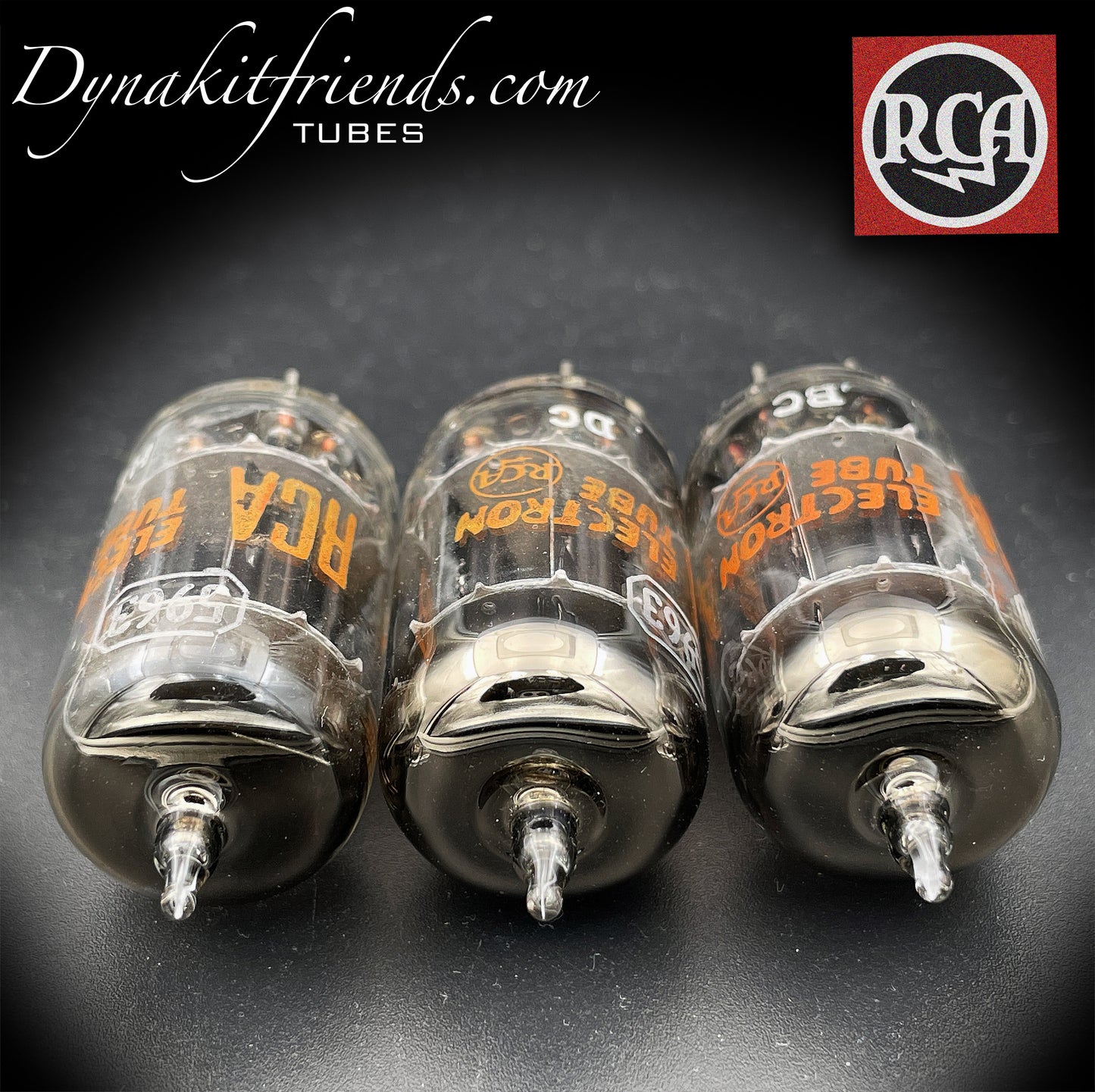 5963 ( ECC82 12AU7 WA ) RCA NOS Black Plates Square Foil Getter Low Noise & Microphonics Tested Tubes Made in USA '50s