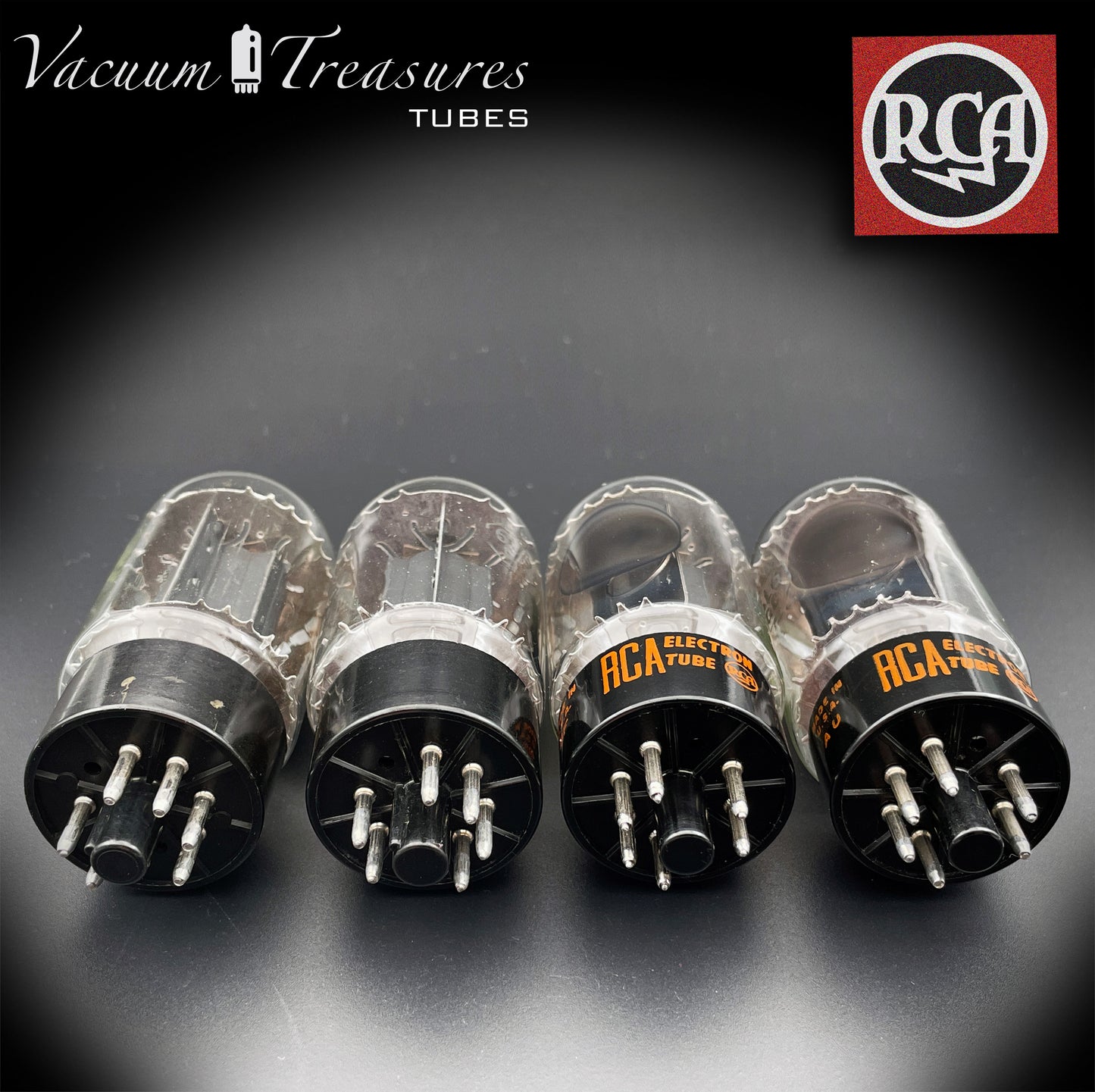 6L6 GC RCA Black Plates Halo Getter Matched Tubes @ Test NOS Made in USA