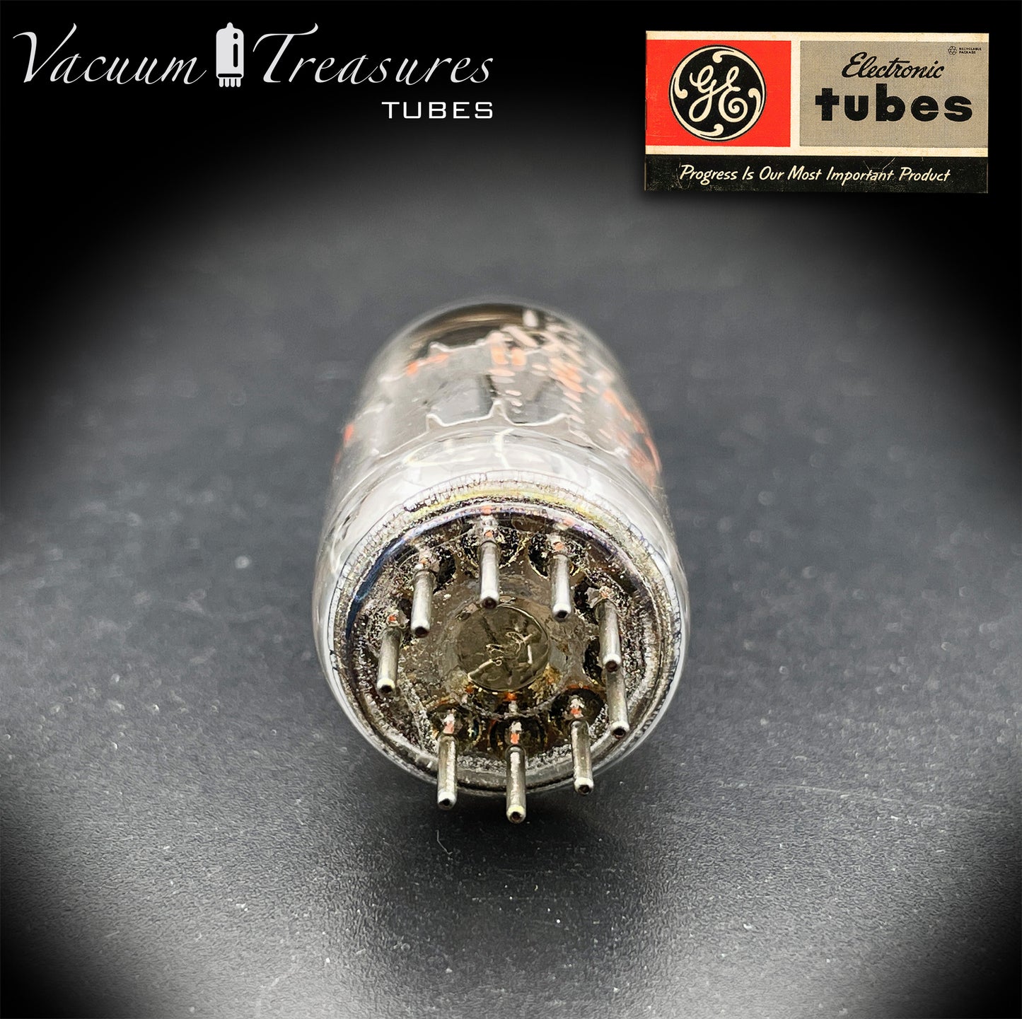 12AX7 / ECC83 GE NOS Short Gray Plates Halo Getter Tested Tube Made in USA
