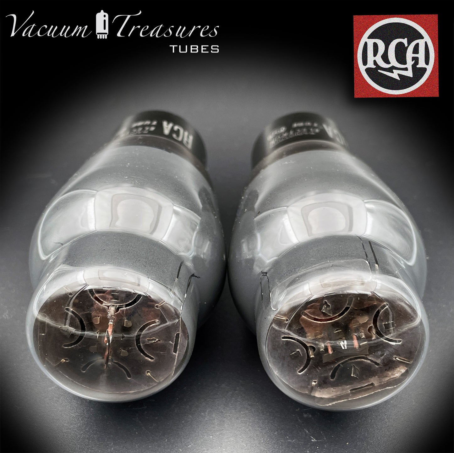 6L6G RCA Placas negras Vidrio ahumado Doble [] Tubos combinados Getter Fabricado en EE. UU. '55