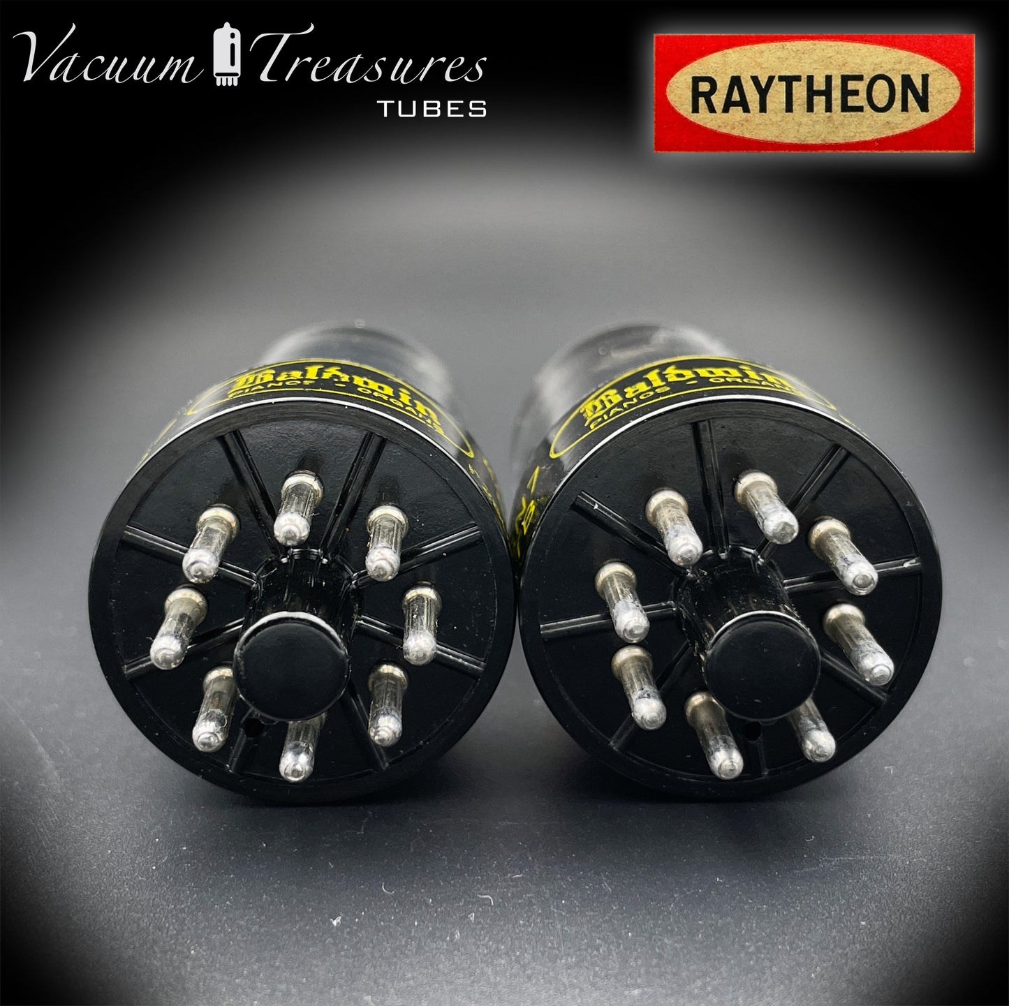 6SN7 GTB NOS RAYTHEON Black Plates O Getter Matched Tubes Made in USA '60