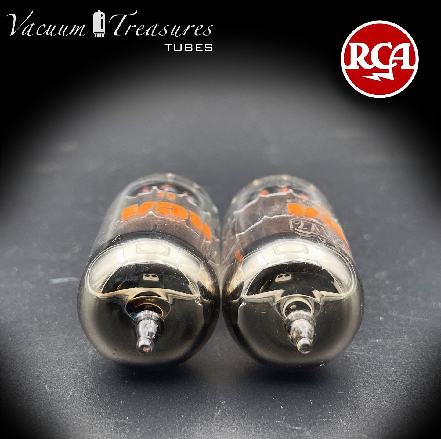 12AV7 RCA NOS NIB Black Plates Halo Getter Matched Pair Tubes Made in USA