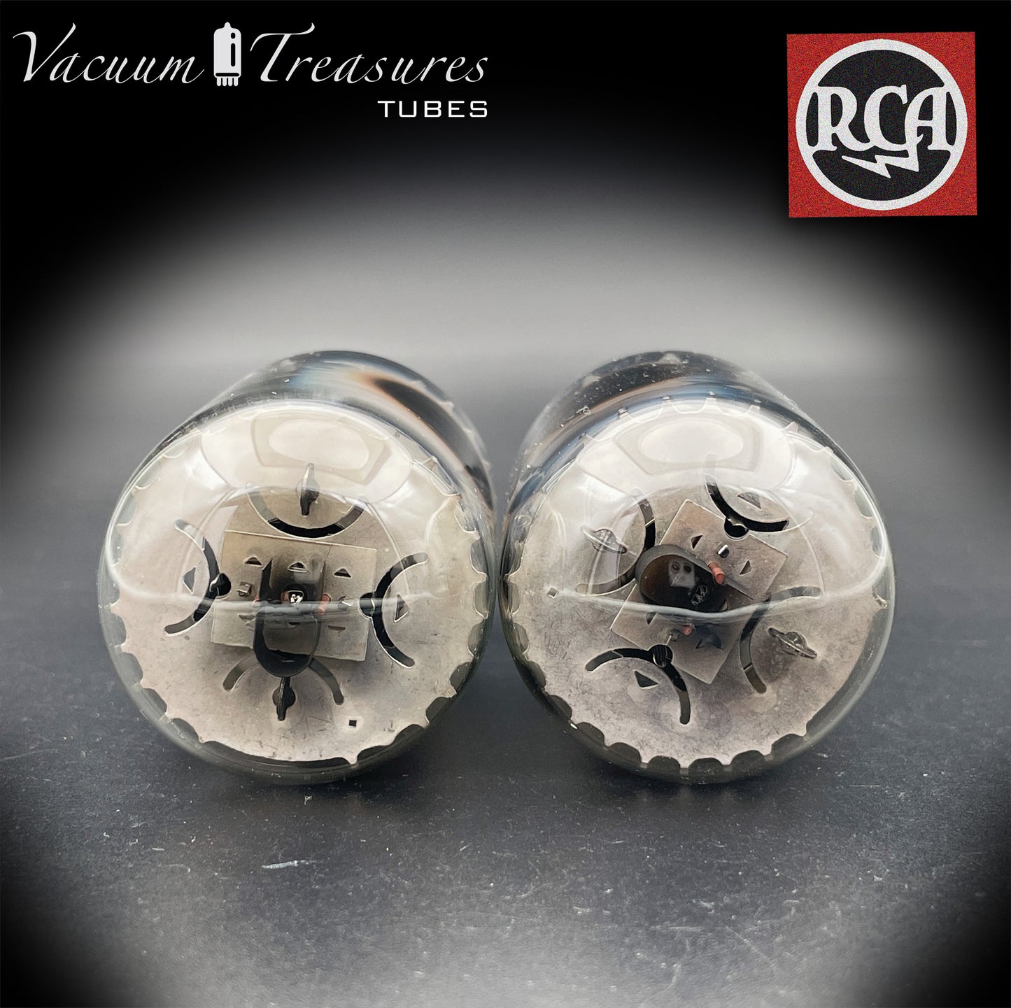 6L6GC RCA Black Plates Double Side D Getter – Matched Pair – Amplitrex Tested – Made in USA 1961