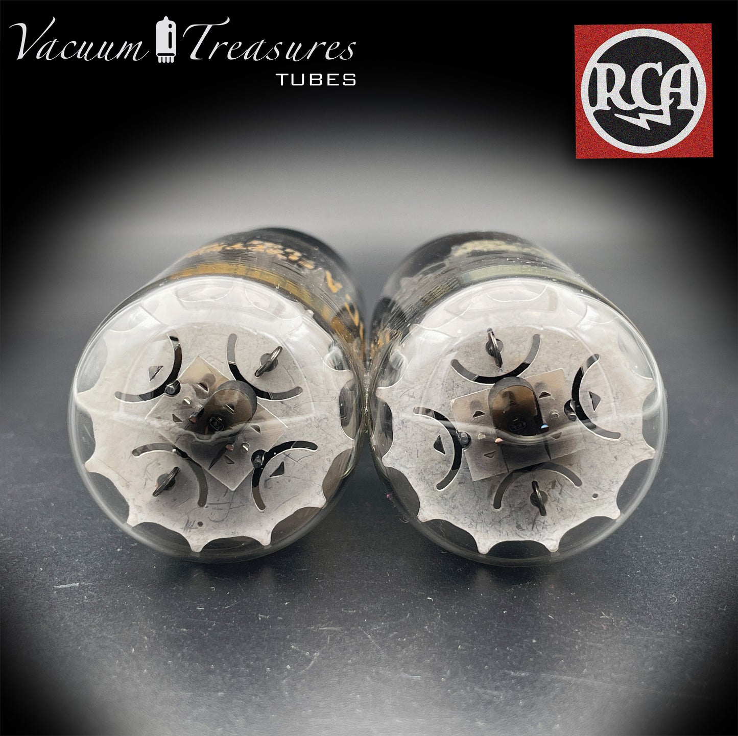 6L6GB RCA Black Plates Double Bottom Getter – Matched Pair – AMPLITREX Tested – Made in USA