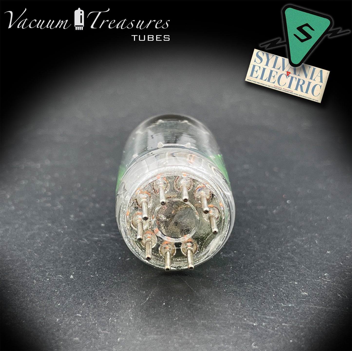 12AU7A / ECC82 NOS Baldwin by SYLVANIA Long Gray Plates Halo Getter Tested Tube Made in USA '60s