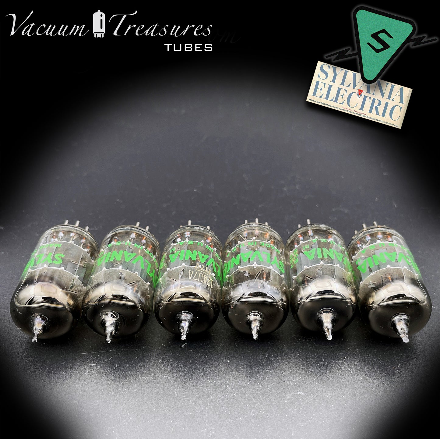 12AU7 ( ECC82 ) SYLVANIA NOS Short Gray Plates Square Getter Tested Tube Made in USA '47