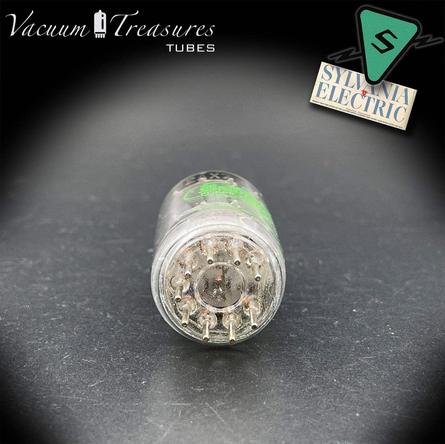 12AX7 ECC83 Baldwin by Sylvania Long Gray Plates Halo Getter Tested Tube USA