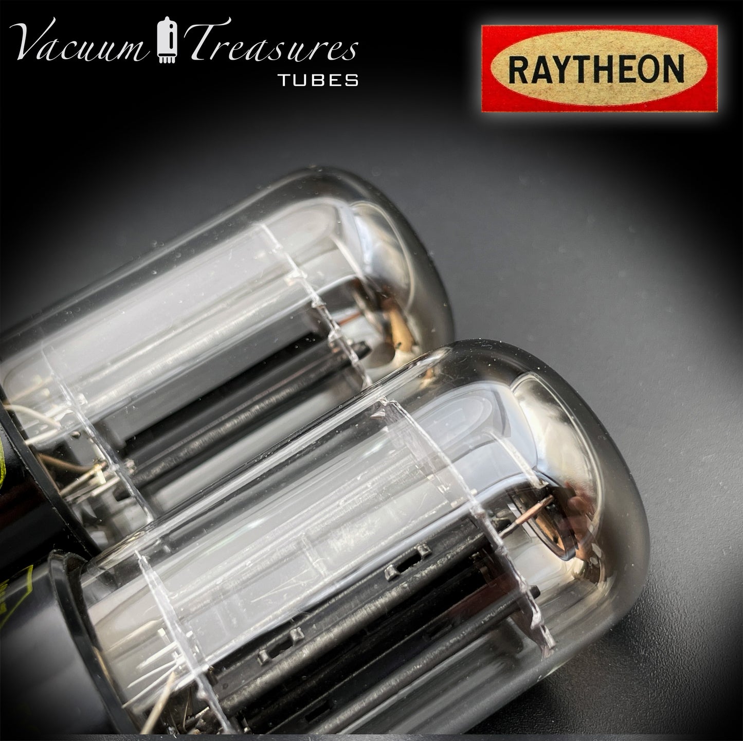 6SN7 GTB NOS RAYTHEON Black Plates O Getter Matched Tubes Made in USA '59