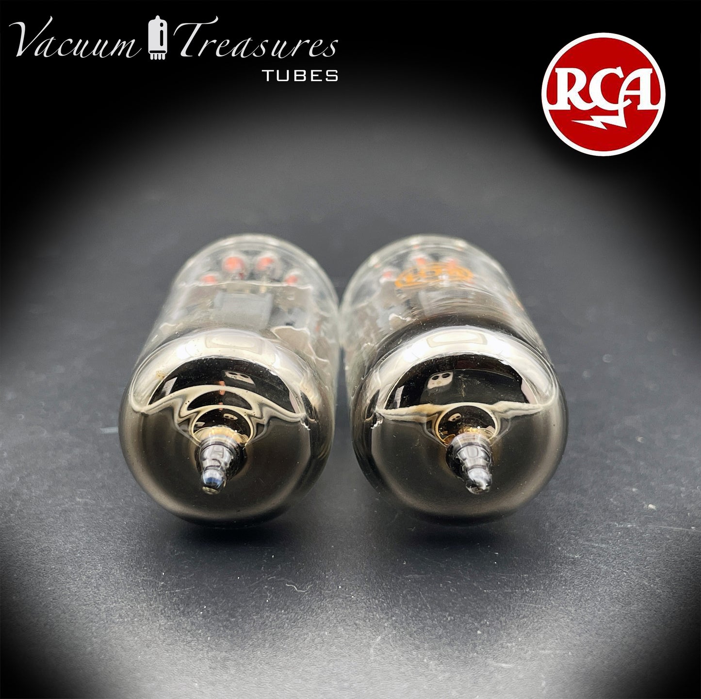 12AX7 / ECC83 RCA Short Gray Plates Halo Getter Matched Pair Tubes Made in USA '60s