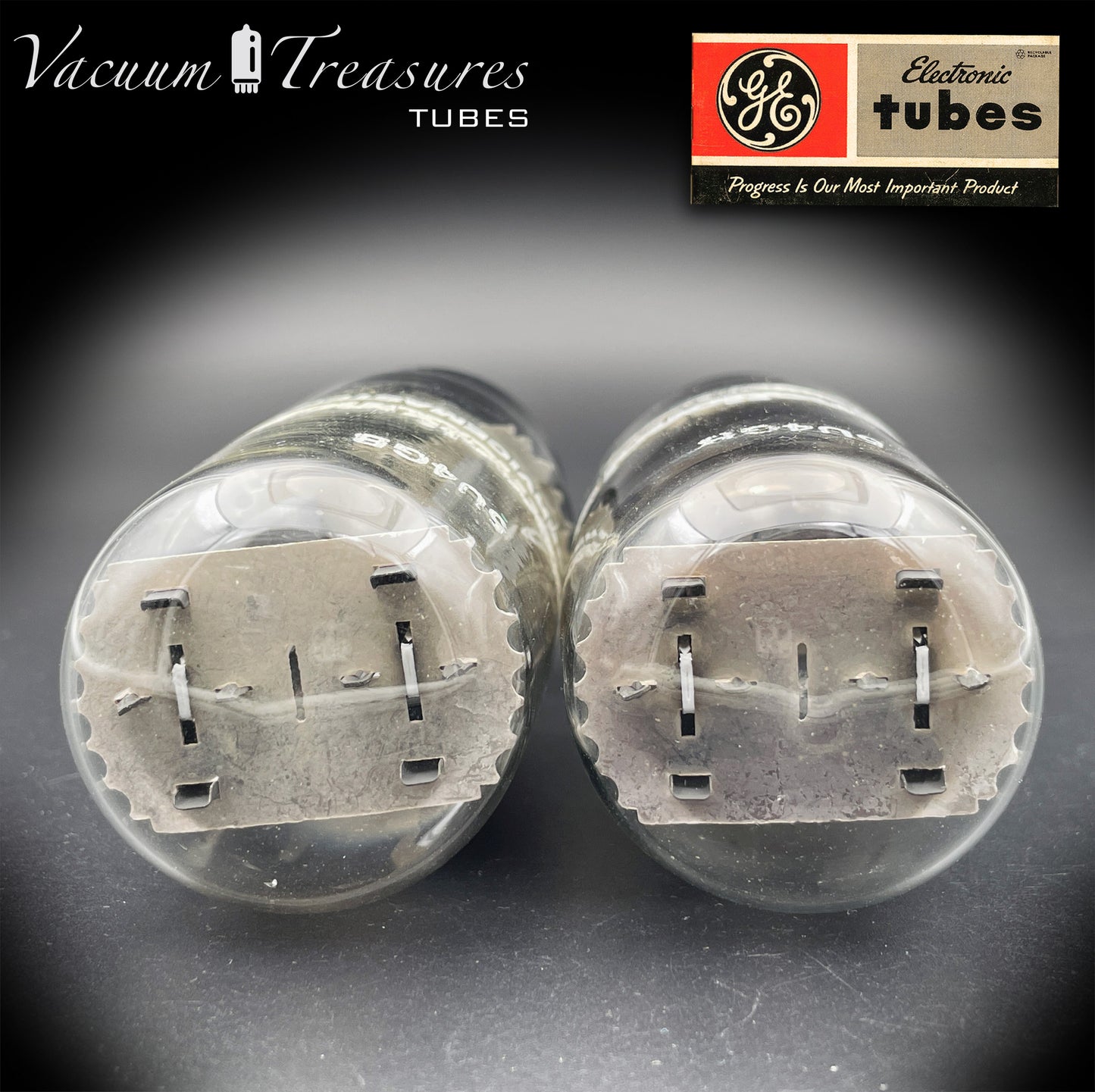 5U4 GB  5AS4A GE/International NOS NIB Gray Plates Side Square Getter Matched Pair Tubes Rectifiers Made in USA