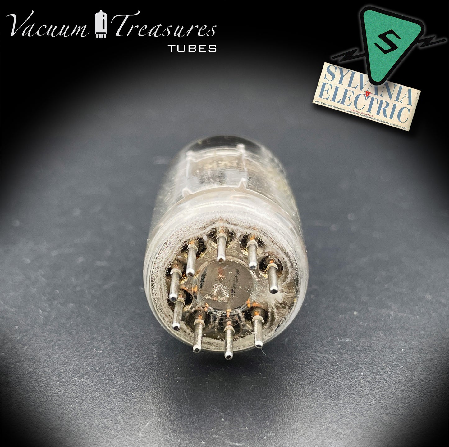 5814A / 12AU7 Sylvania Gold Brand Triple Mica Red Tip Square Getter Made in USA