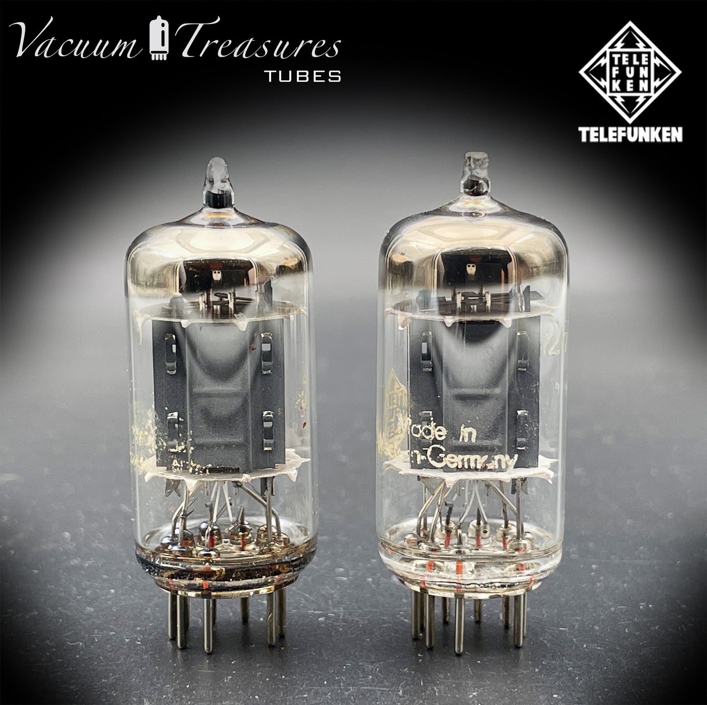 12AX7 / ECC83 TELEFUNKEN Tested Pair Tubes – Ribbed Plates Diamond Bottom Made in Germany