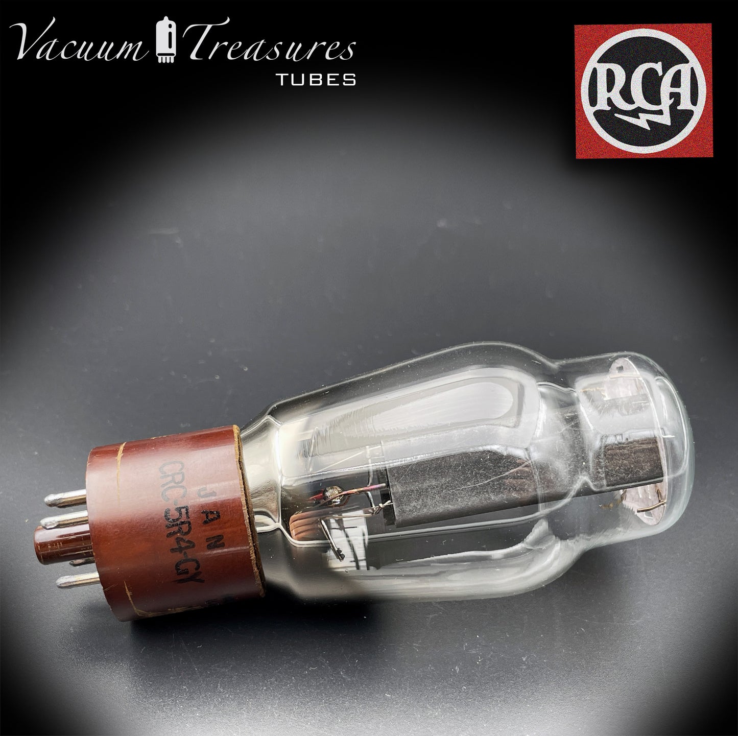 5R4GY JAN ( CV717 ) RCA Black Plates Dual Bottom Square Getter Tested Tube Rectifier Made in USA '45