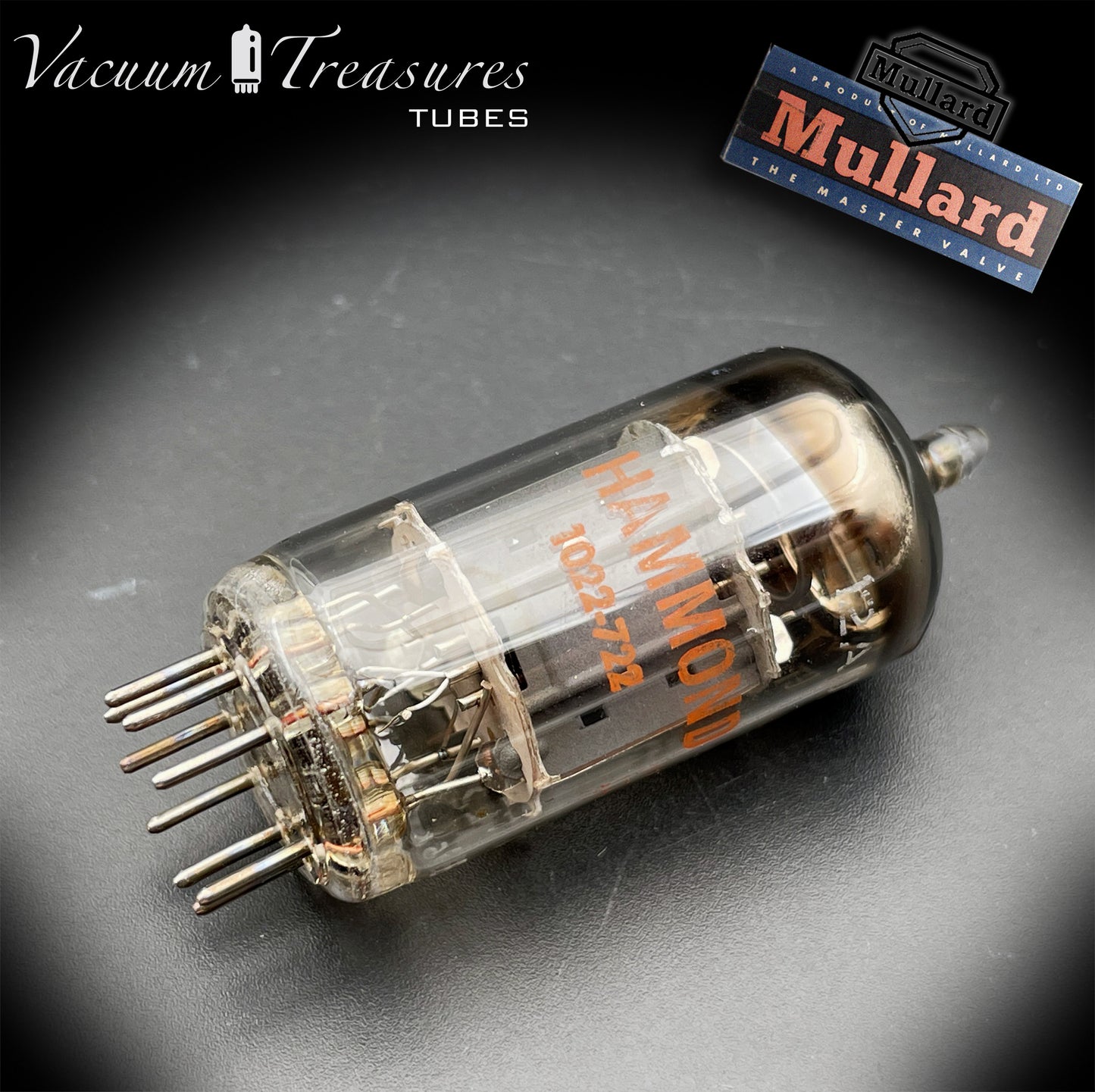 12AU7 ECC82 NOS Hammond by MULLARD Blackburn Short Plates Halo Getter Tested Tube Made in GT. BRITAIN