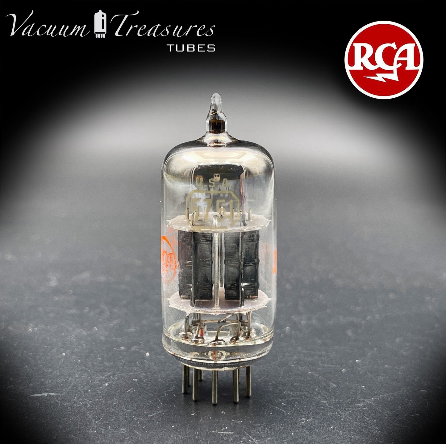 JRC 5751W1 RCA NOS NIB Black Plates Halo Getter Amplitrex Tested Tube Made in USA '64