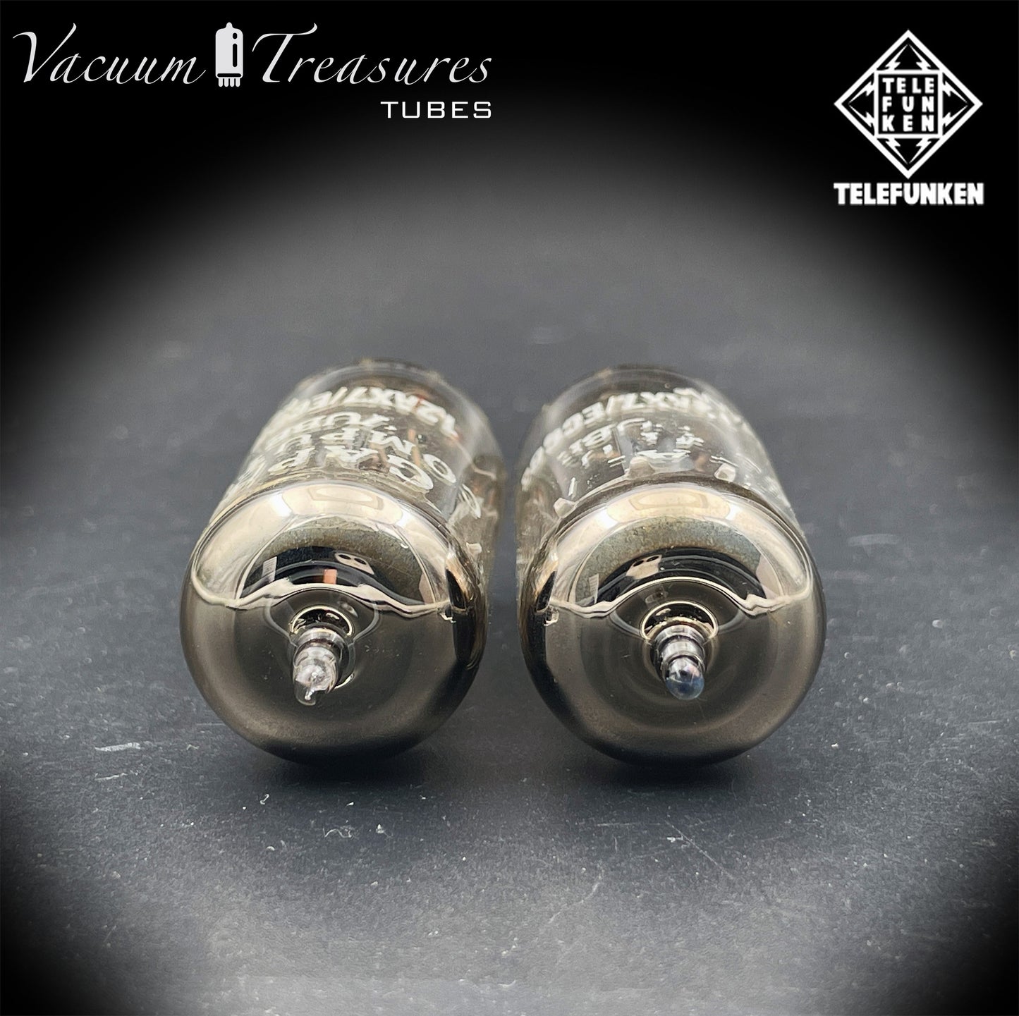 ECC83 / 12AX7 TELEFUNKEN Matched Pair Ribbed Plates Diamond Bottom Tube Made in GERMANY