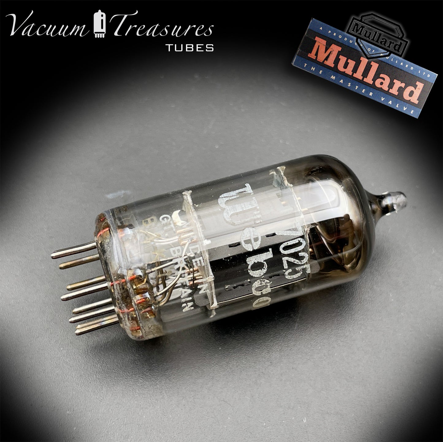 7025 12AX7 ECC83 MULLARD Blackburn Short Plates Halo Getter Tested Tube MADE IN GREAT BRITAIN '61