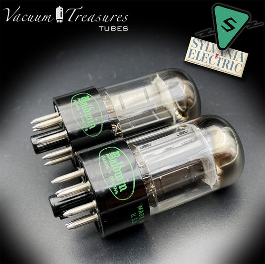 6SN7GTB Baldwin by SYLVANIA Matched Pair Black Plates Tubes Same Codes Made in USA '61