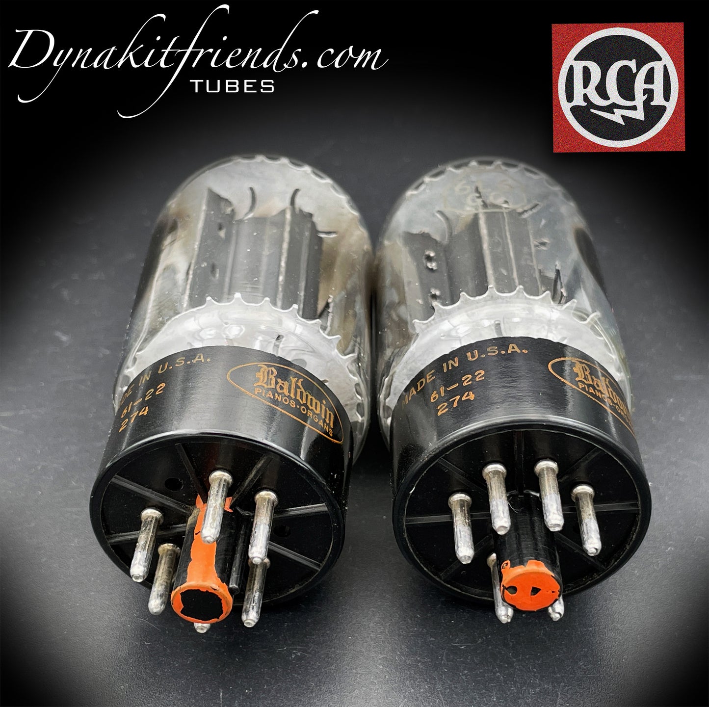 6L6GC RCA NOS Placas negras Getter de herradura doble Tubos combinados Hecho en EE. UU. '61