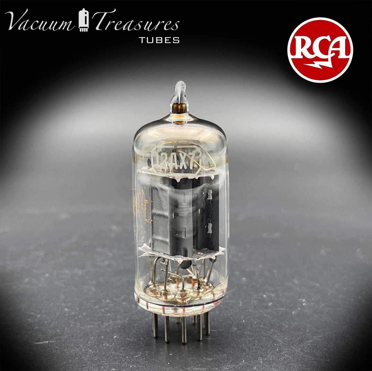 12AX7 / ECC83 HAMMOND by RCA Long Gray Plates Square Tilt Getter Made in USA '50s